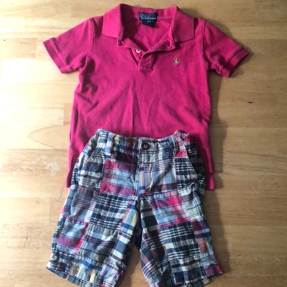 Boys size 3-4T pink and plaid outfit